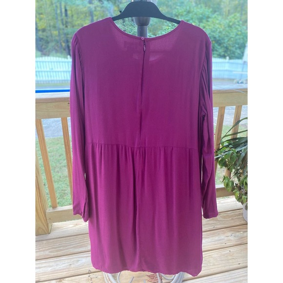 Old Navy Dress Large TALL Long Sleeve Ruffled Berry NEW - Picture 4 of 8